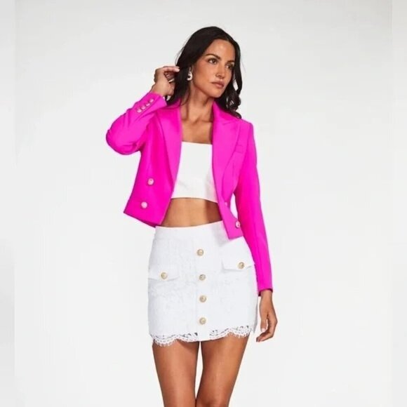 NWT GENERATION LOVE Penn Crepe Blazer Jacket Size M in Pastel Pink - Picture 4 of 5